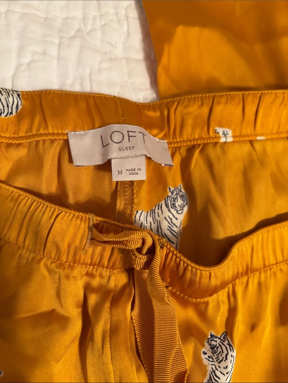 LOFT Mustard Tiger Print Satin Pajama Pants‎